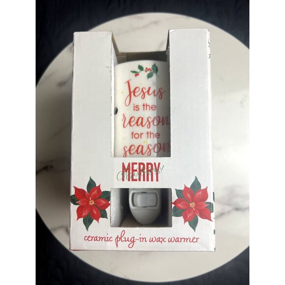 Jesus Is The Reason For The Season Ceramic Plug-in Wax Warmer Holiday Deco:NIB - Picture 1 of 4